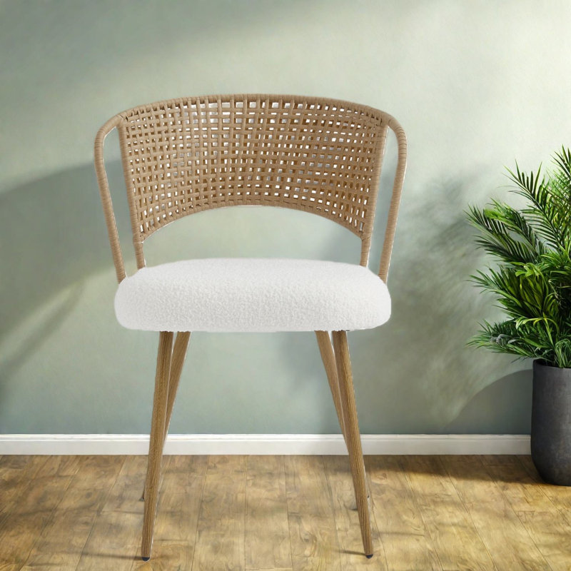Comfortable Dining Chairs, Rattan Metal 4 Piece Farmhouse Set For Kitchen
