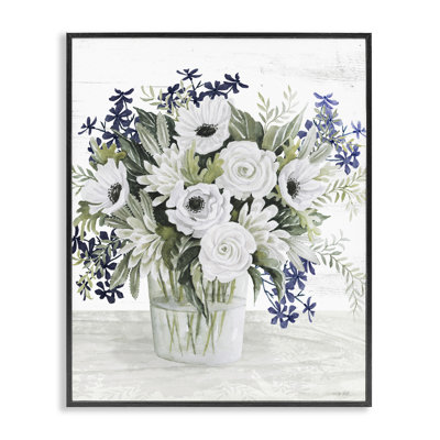 "Mixed White Anemone Vase On Canvas" par Cindy Jacobs, impression
