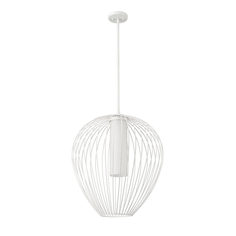 Luminaire suspendu 1 lumière Burakcan, H 106,5 po x l 22 po x P 22 po, Blanc texturé