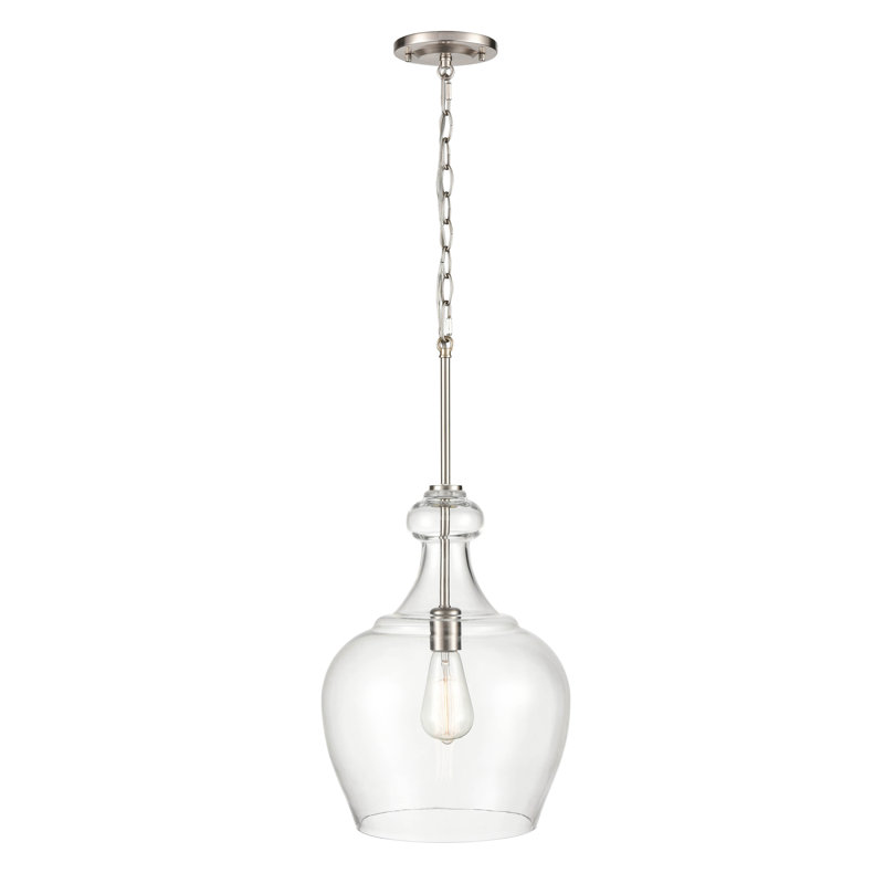 1 lumière 12 po Luminaire suspendu moderne en or, Nickel brossé