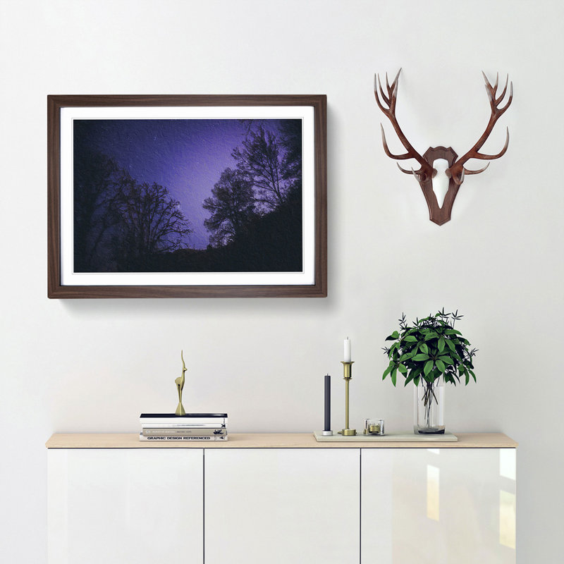 Purple Stars - Picture Frame Painting Print, Walnut Framed, 48cm H x 65cm W x 2cm D