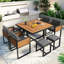 9-Pieces Patio Dining Set, Space Saving Outdoor Patio Set-796849948