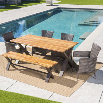 Arbus Rectangular 6-Person 70.75" Long Dining Set with Cushions