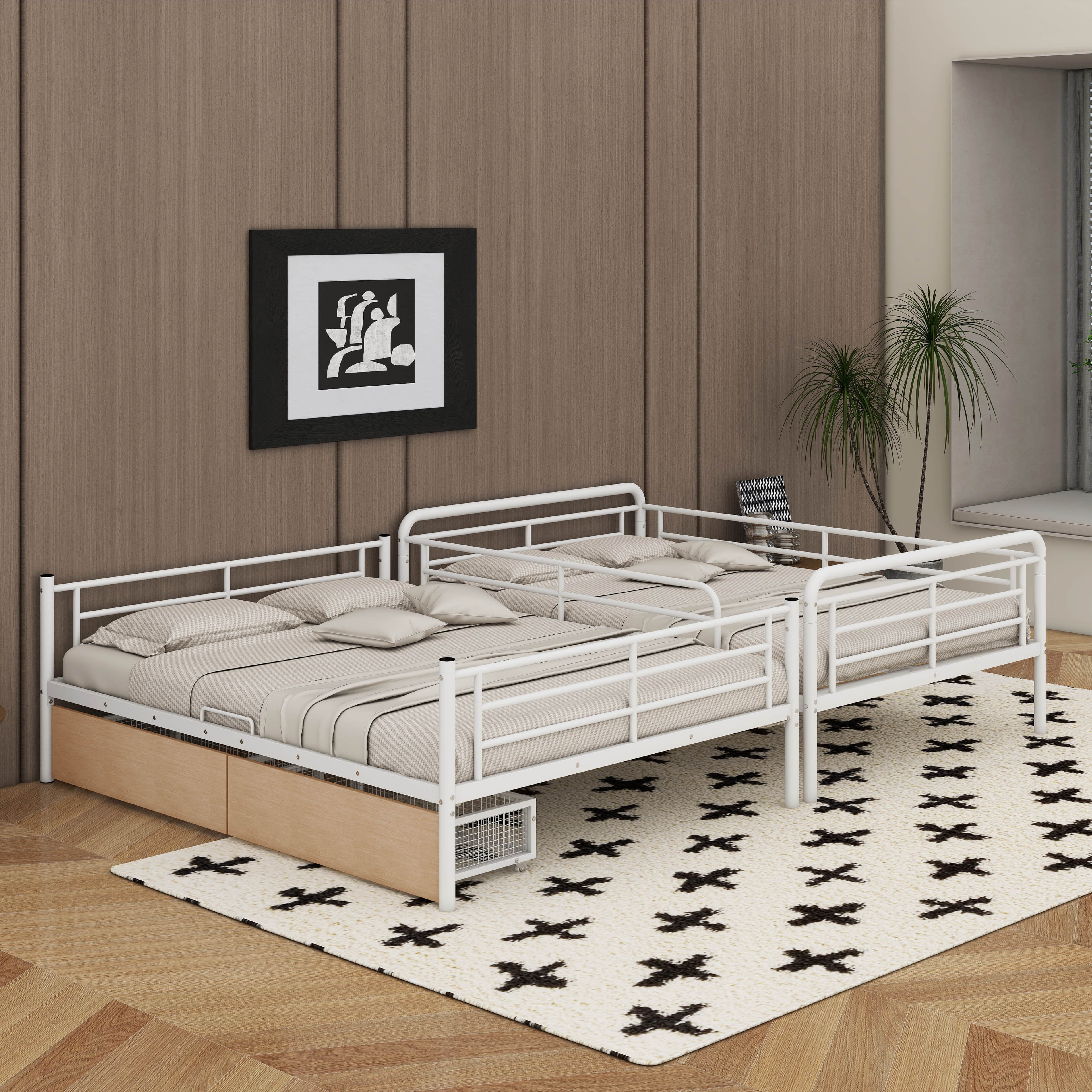 Isabelle & Max™ Full XL Over Queen Metal Bunk Bed With Drawers | Wayfair