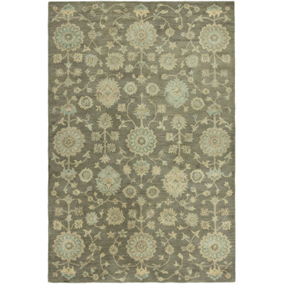 Gravette Wool Floral Area Rug in Brown