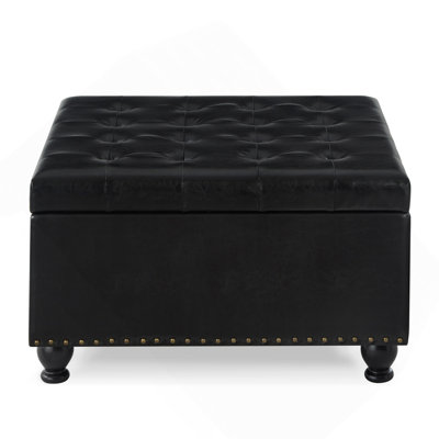 Large Square Storage Ottoman With Wooden Legs by Alcott Hill