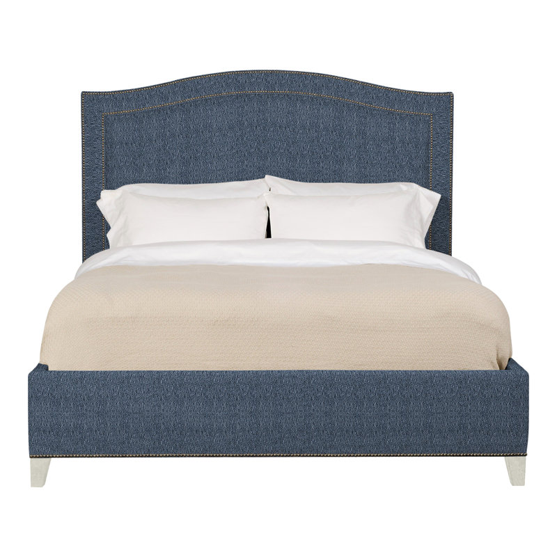 Caroline/Casey Queen Upholstered Low Profile Panel Bed, Navada Blue, Wrenn, Yes