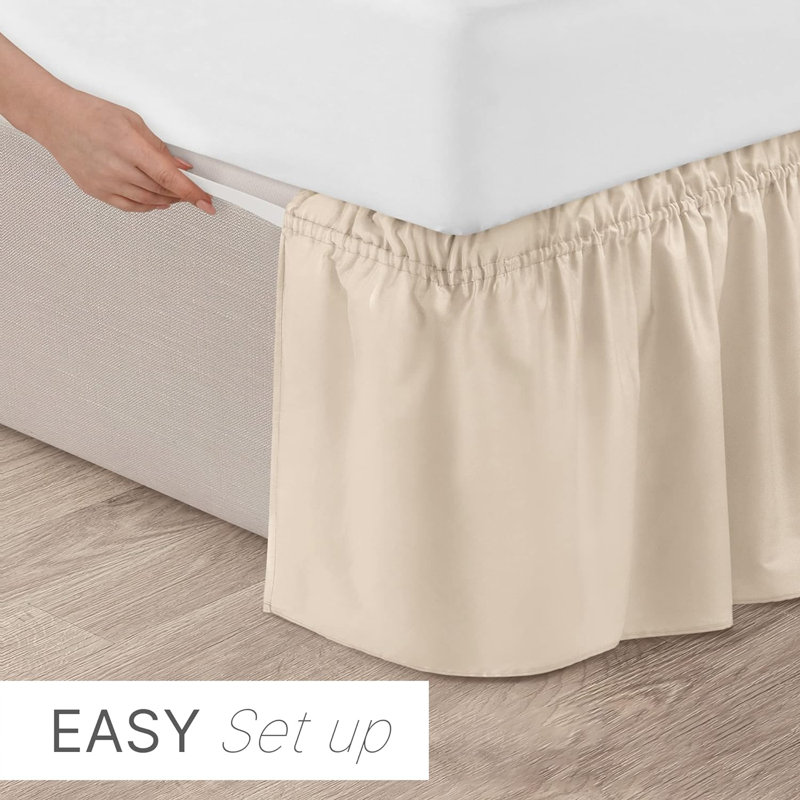 Ruffled Elastic Wrap Around Tailored Bed Skirt