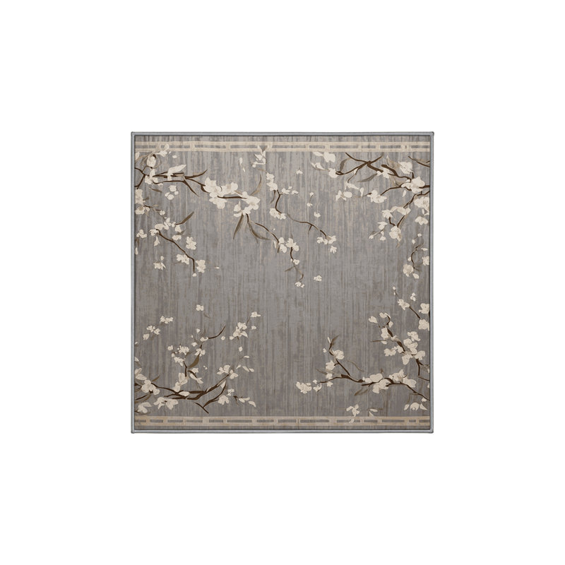 Tapis gris soyeux et moelleux, Carré 8 pi