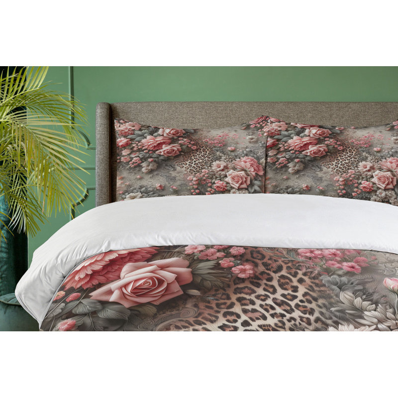 Leopard Print Duvet Cover, Queen Duvet Cover + 2 Standard Shams