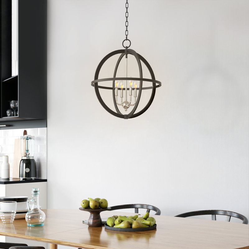 Luminaire suspendu sphère 4 lumières Demetricus, Noir