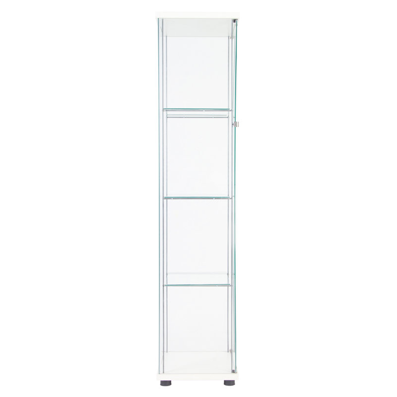 Armoire vitrée à une porte à 4 tablettes en blanc
