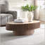 Table basse fabriquée à la main Ellipse, base robuste en piédestal de 43,7 pouces, panneau de fibres à densité moyenne pour le salon-694246925