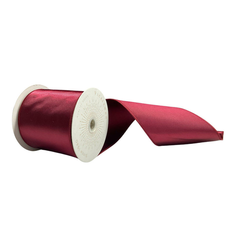 Ruban de Noël en satin 4 po x 10 po Vickerman, Vin