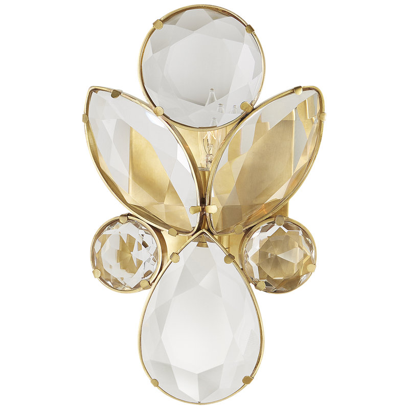 kate spade new york Lloyd Small Jeweled Sconce, Clear Crystal, Soft Brass