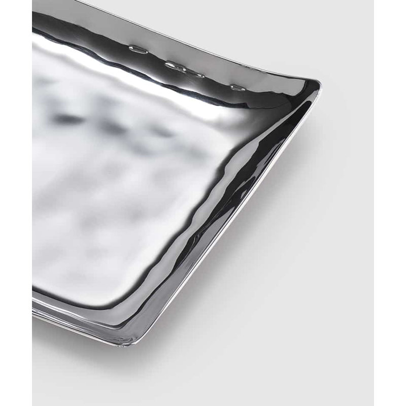 Aurora Elegant Hand-Hammered Stainless Steel Rectangular Tray