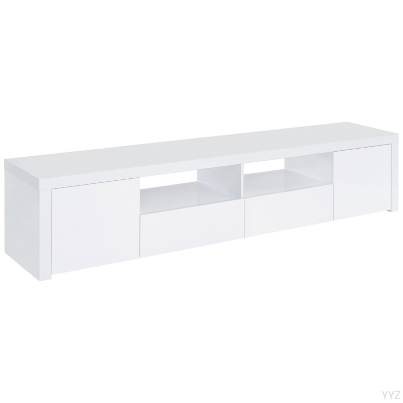Meuble télé 2 tiroirs blanc brillant