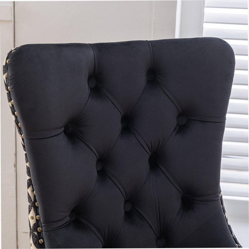 Chaises de salle à manger en velours classique, Velours noir