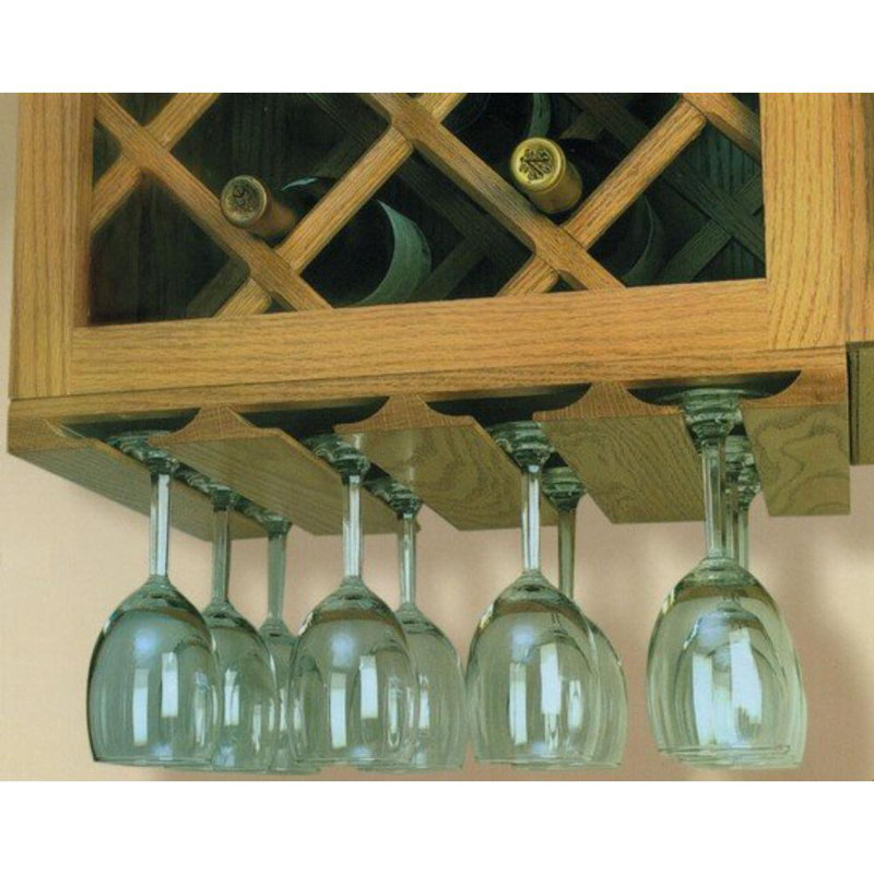 Culloden Solid Wood Hanging Wine Glass Rack, Red Oak