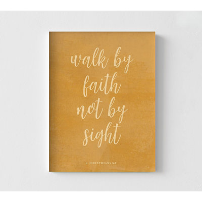 «Walk By Faith» par Penny Lane, 2 Corinthians 5: 7 Faith, reproduction d'affiche, impression de verset de la Bible jaune, idée de cadeau de la foi chrétienne, cadeau de grand-mère Catholique