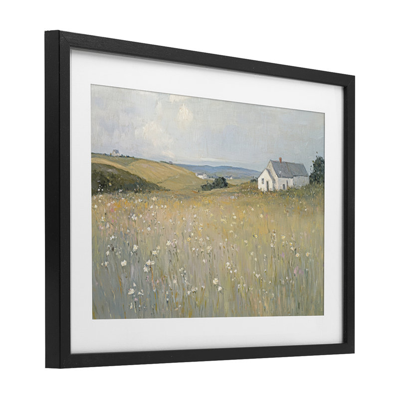 «Homes in the Hills», impression sous verre encadrée, design par Petal Prints Design, H 14 po x l 20 po, Cadre noir minuit