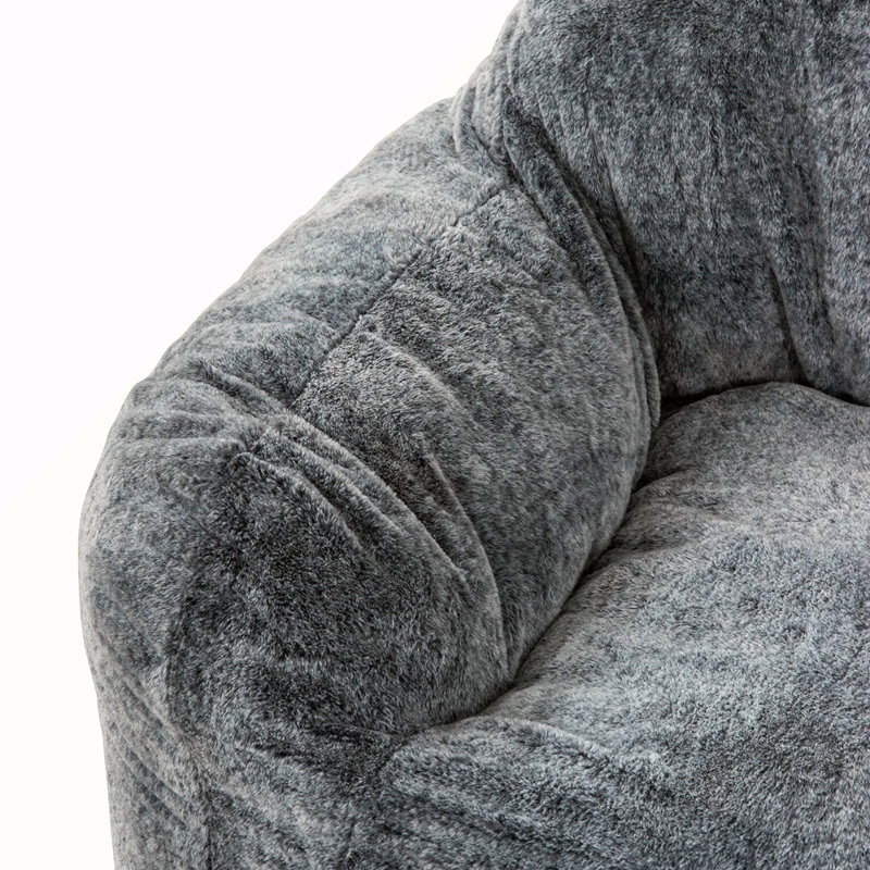 Fauteuil à billes moderne en mousse viscoélastique douce avec accoudoirs, chaise longue de salon, bleu et gris