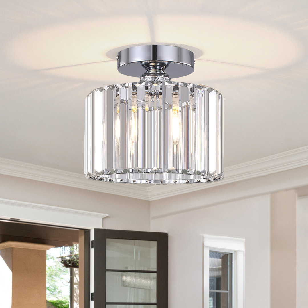 Deralyn Semi Flush Mount Ceiling Light, Modern Crystal Ceiling Light Fixture,Small Close to Ceiling Light for Living Room Bedroom Hallway Bathroom Kitchen Entryway with E26 Base Mercer41 Fixture