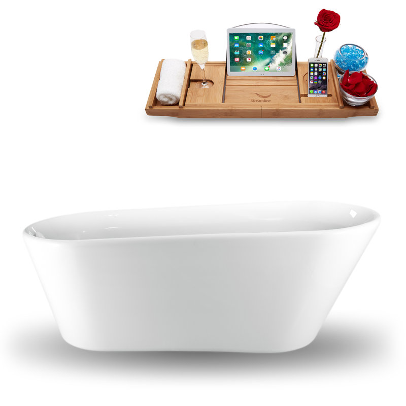 1650mm x 759.5mm Soaking Acrylic Bathtub, Glossy White