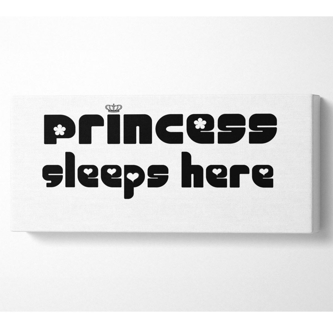 Princesss Sleeps Here 2 White - Wrapped Canvas Typography