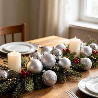Décorations de Noël - Ensemble de 24 boules décoratives de 6 cm (2,36 pouces) en plastique incassable, à suspendre au sapin pour les fêtes de fin d'année et la décoration intérieure.