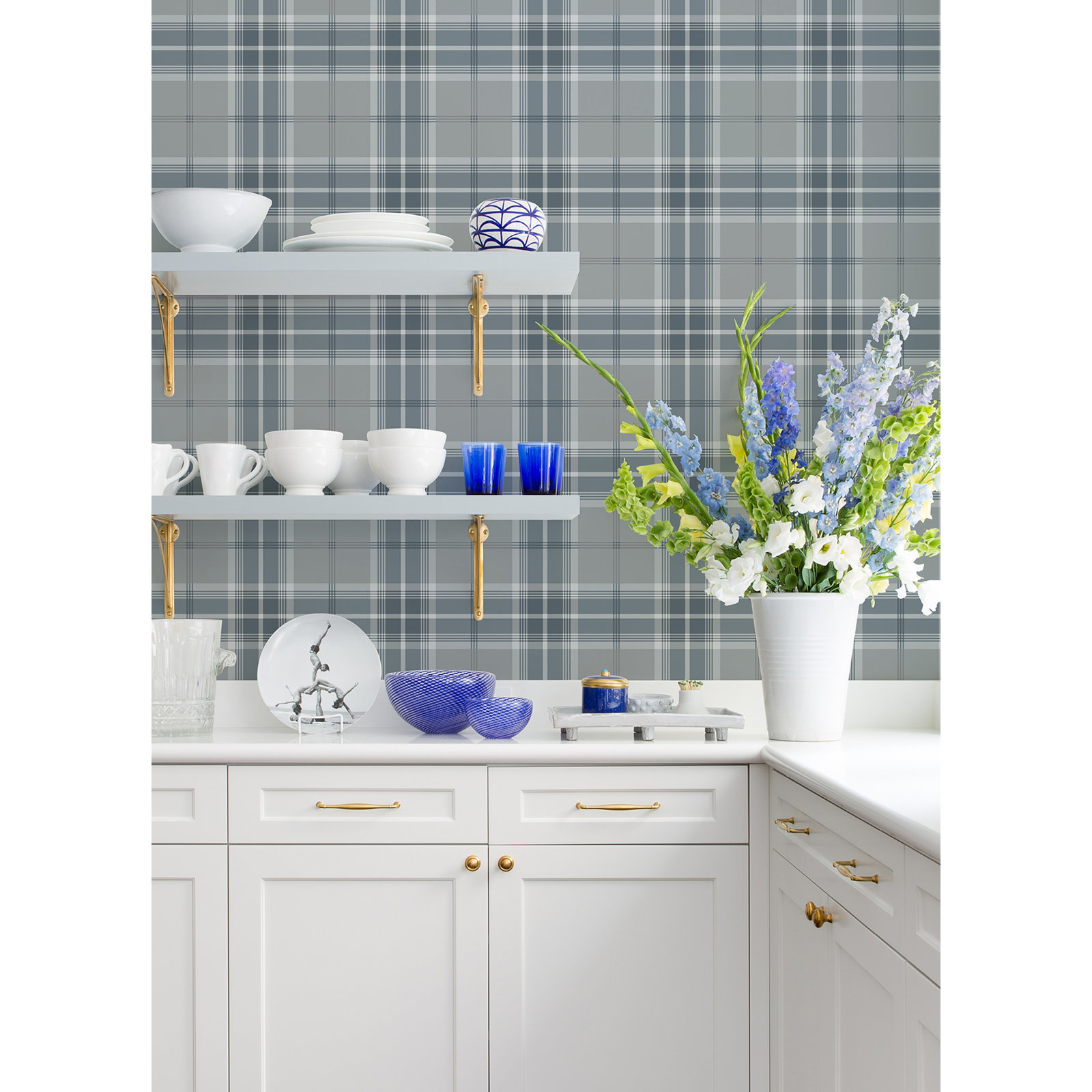 Plaid Wallpaper, Blue