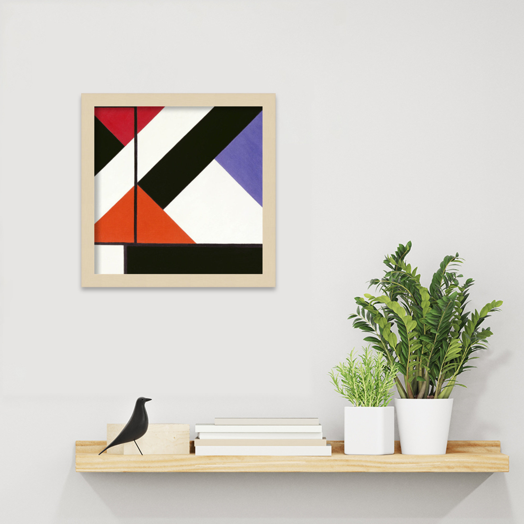 Simultaneous Counter Composition by Theo Van Doesburg, 13" H x 13" W, Brown Framed