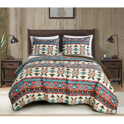 Sanse Southwestern Geometric Microfiber Quilt Set