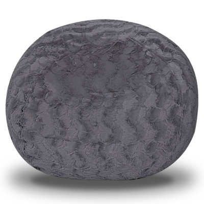 Fauteuil à billes gris en fausse fourrure de 4 pi - confortable et élégant pour les espaces de divertissement, housse facile à nettoyer, rembourré de mousse à mémoire de forme supérieure de qualité supérieure