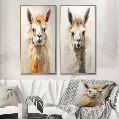 Furry lama - ensemble de 2 reproductions d'art mural lama