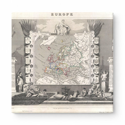«1852 Levasseur Map of Europe - Square», art mural sur toile