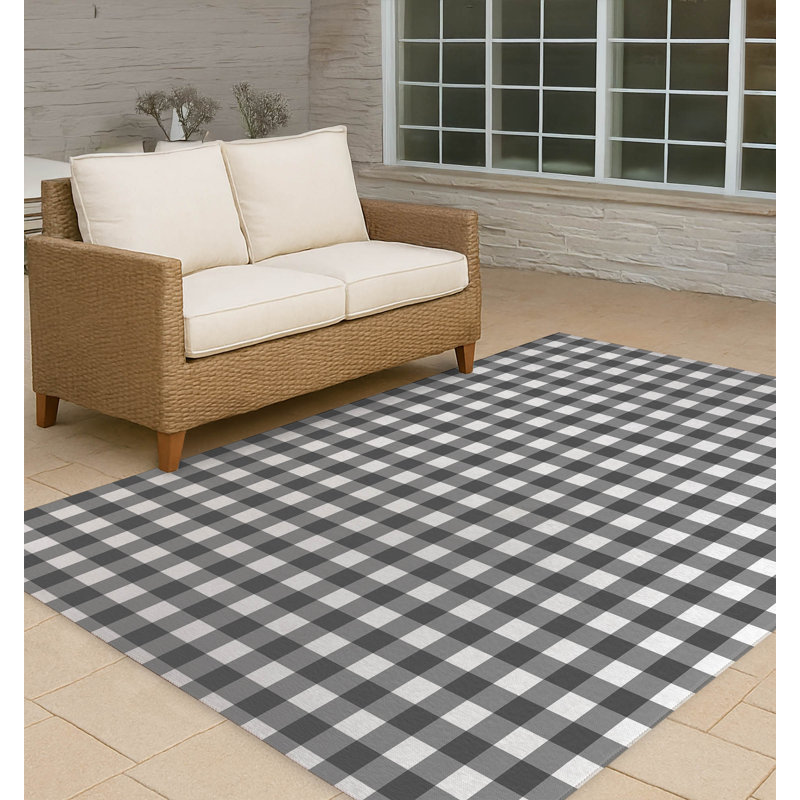 Tapis d'extérieur antidérapant Proper Gingham, Rectangulaire 2 pi x 3 pi