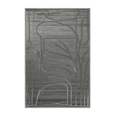 Machine Washable Abstract Gray Area Rug