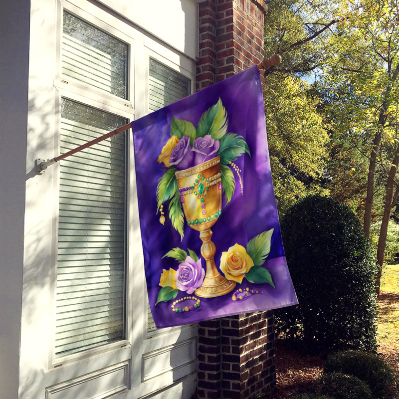 Double Sided 40'' H x 28'' W Polyester Mardi Gras House Flag