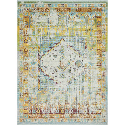 Tapis à motif oriental bleu clair Folmar
