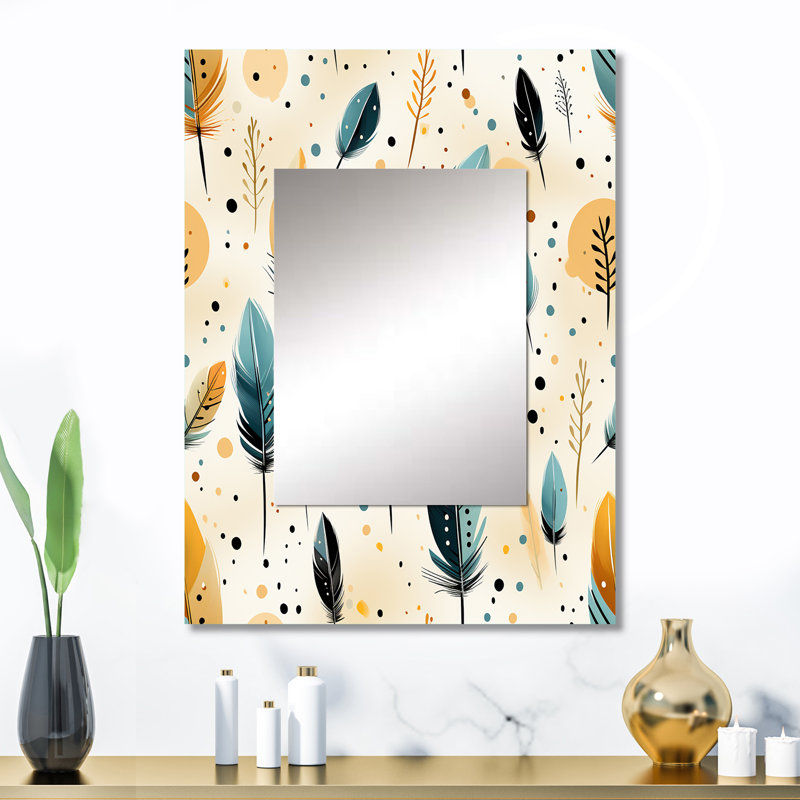 Motif de plumes nomades Analei Beige Urban - boho, 32 po x 24 po