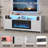 70" Modern Tv Stand With Electric Fireplace And Led Lights, Entertainment Center With Large Storage, White