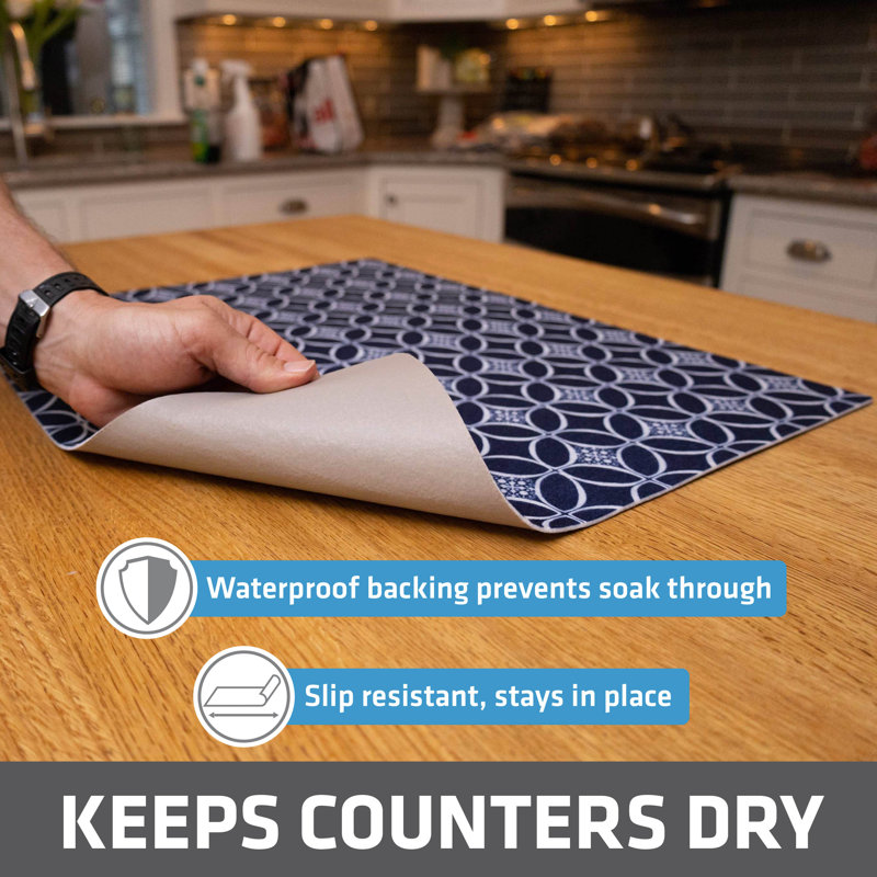 Indigo Blue Low-Profile Super Absorbent Dish Drying Mat 19" x 24"