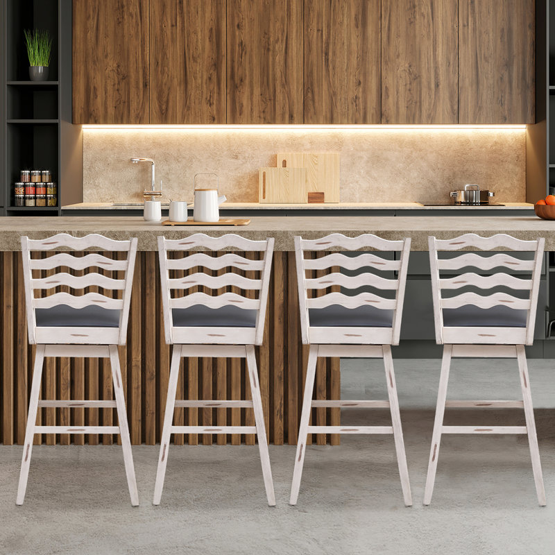 Ardice Swivel Upholstered Counter Stool with Solid Wood Frame, Bar Stool (29” Seat Height), 2