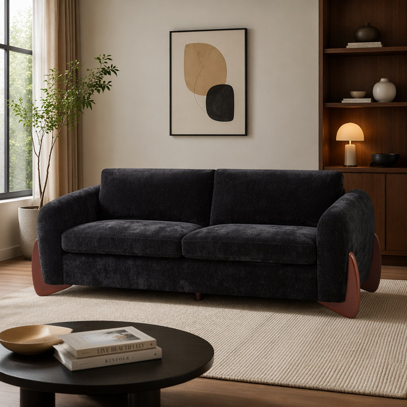 Canapé L 89 po, Chenille noir