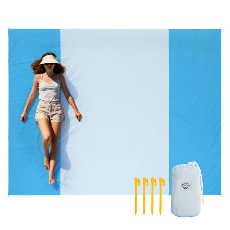 Family Waterproof Beach Blanket, Blue, 108" W x 120" D