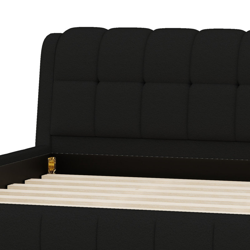 Lit plateforme tapissier Contemporary, Noir
