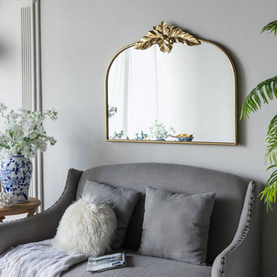 Arched Wall Mirror with Gold Metal Frame, Wall Mirror for Living Room Bedroom Hallway