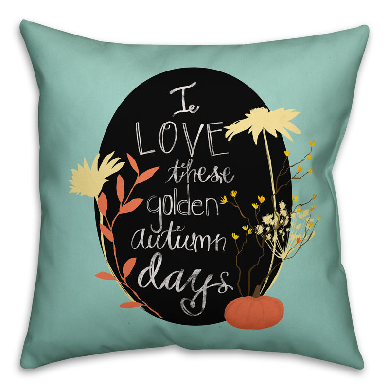 I Love Golden Autumn Days Outdoor Reversible Throw Pillow, Outdoor