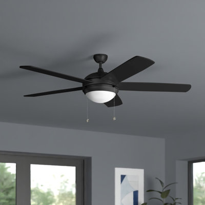 Ventilateur de plafond standard à DEL à 5 pales de 52 po avec chaîne de traction et ensemble d'éclairage inclus Cumbie